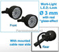 2x Work lights ROUND Ø3 mm, 3D LED look Glass effect WITH Cable, mounting pin BACK (Without handle) 1:32 462362