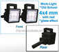 2x Work lights SQUARE 4x4 mm, 3D Old School Glass effect WITHOUT Cable, mounting pin BACK, WITH handle 1:32 462684