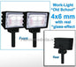 2x Work lights RECTANGLE 4x6 mm, Old School Glass effect WITHOUT Cable, mounting pin BOTTOM (Without handle) 1:32 462740