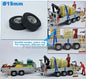 Ø 19 x 6 mm: 2x Trailer tires with road tread RESIN rims ALUMINUM METAL Supplied painted 1:32  719002