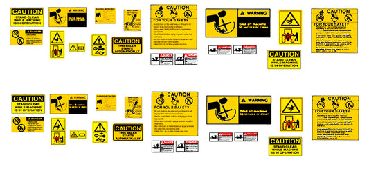 DEC04 Self-adhesive general machinery warning decals 1:32 Scale by HLT