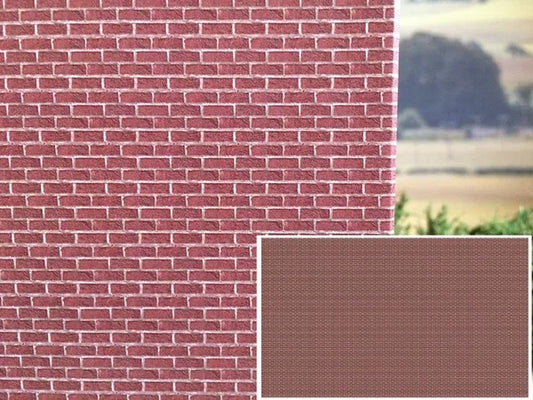 FBW05 5x Sheets of Red Brick Wallpaper 1:32 Scale by HLT Miniatures