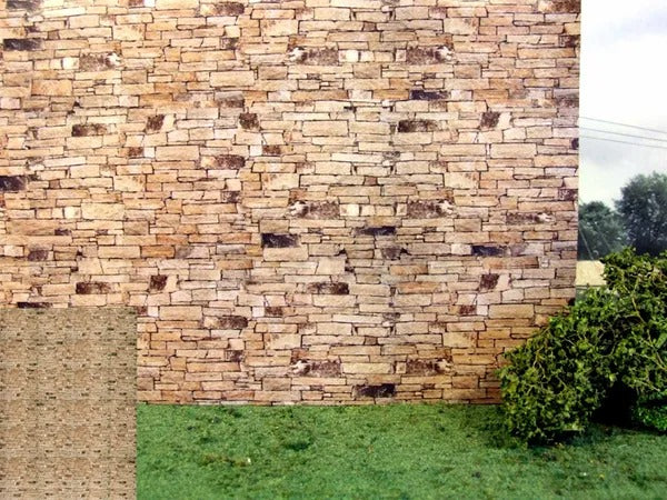 FBW04 5x Sheets of Faced Stone Wallpaper 1:32 Scale by HLT Miniatures